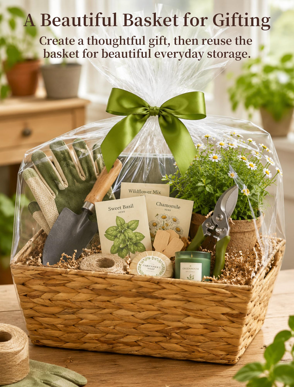 Pantry Baskets, 3 Pack Wicker Storage Baskets for Shelves, Natural