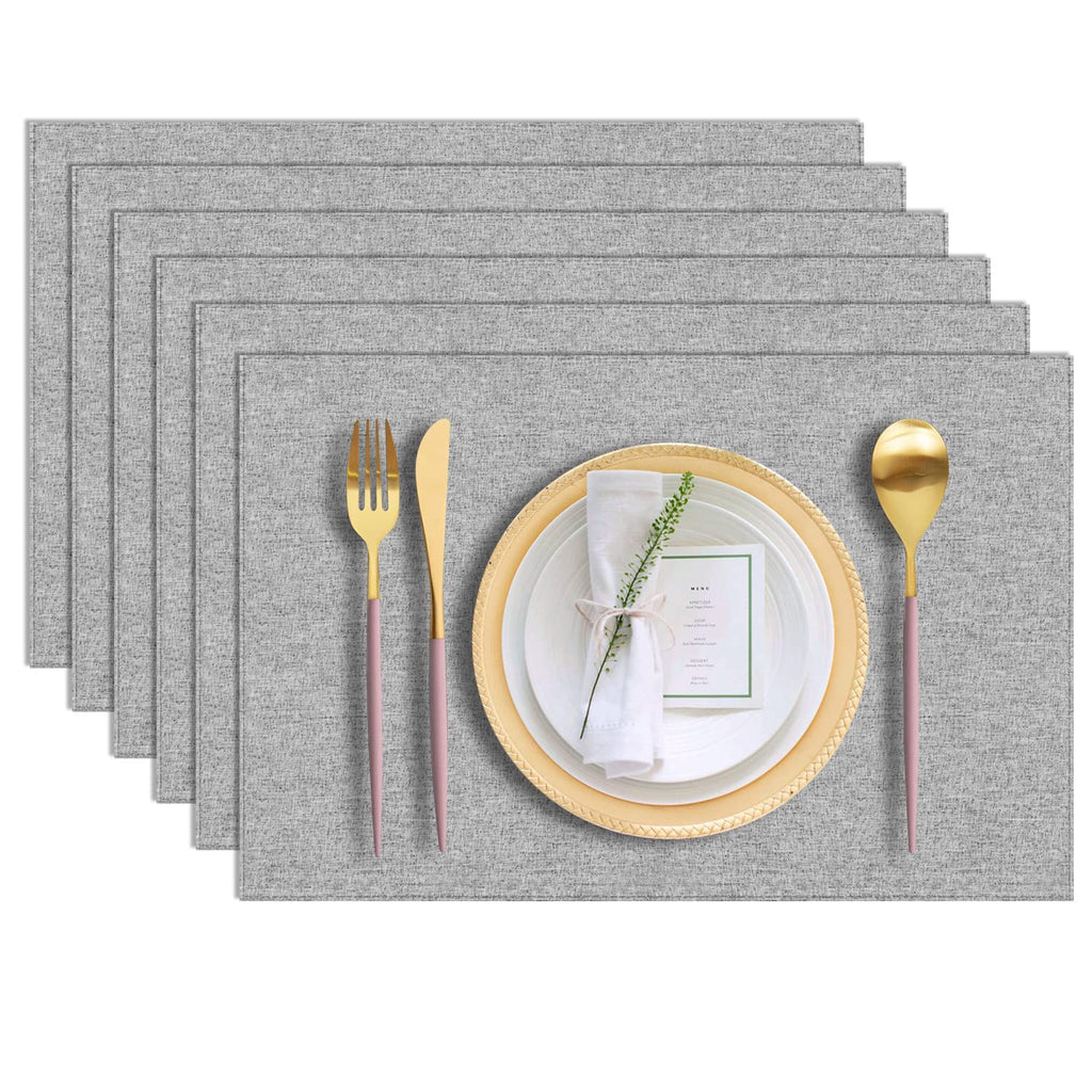Cloth Placemats Set of 6, Cotton Linen Blend Machine Washable Durable Linen Table Mats, Heat Resistant Placemats