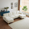 Karl home Convertible Sectional Sofa 110" U-Shape Sofa Couch 4-Seat Couch with Chaise ChenilleFabric Upholstered for