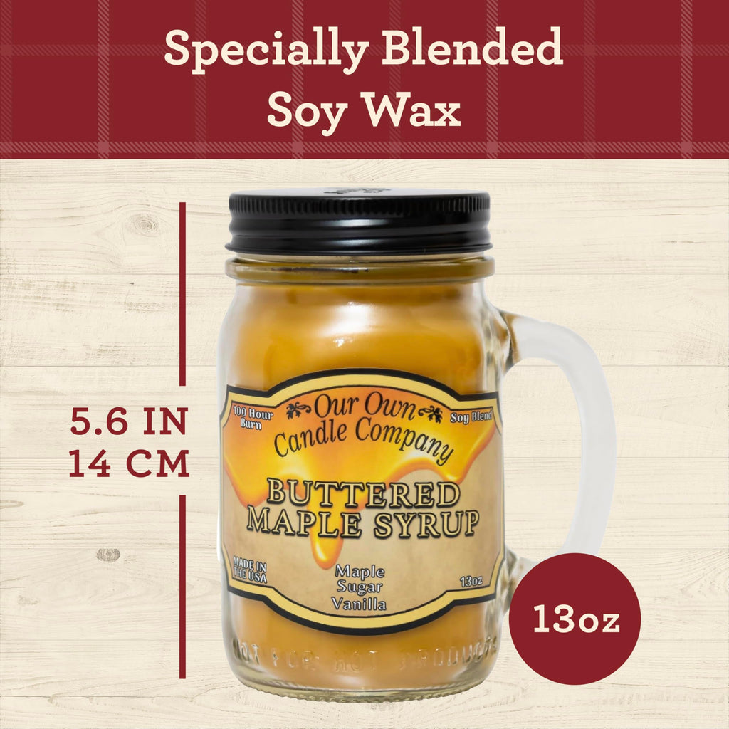 Buttered Maple Syrup Scented 13 Ounce Mason Jar Candle