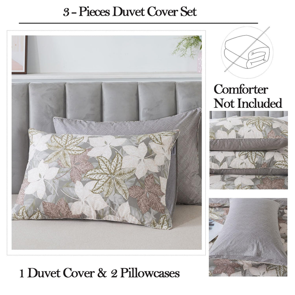 Duvet Cover Sets 100% Cotton Luxury Vintage Leaves Patterned Comforter Cover Farmhouse Bedding for All Season