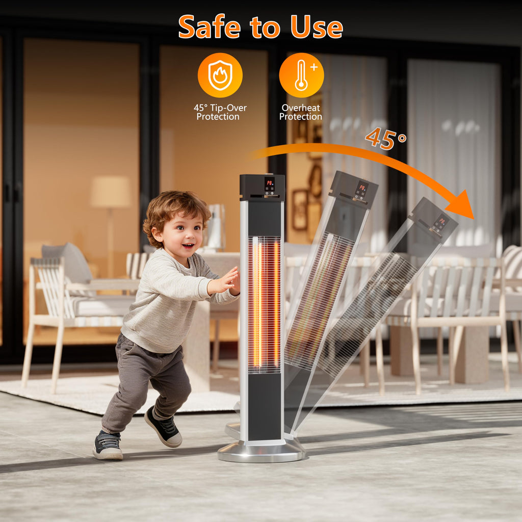 Patio Heater, Outdoor Backyard Garden Porch Infrared Deck Electric heater, Portable Carbon Fiber Freestand with
