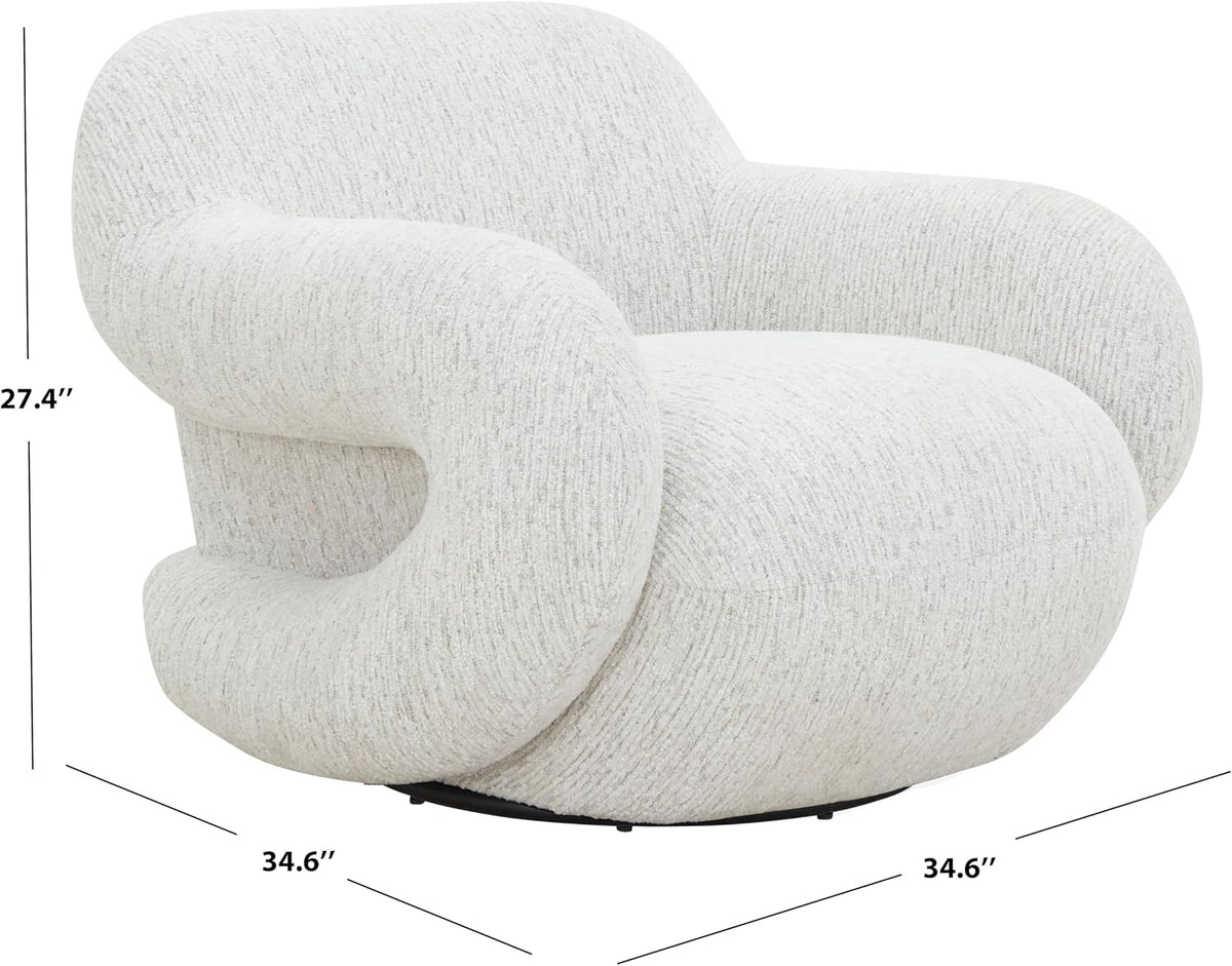 Couture Collection - Kaylana Light Grey Chenille Accent Chair, Curved Silhouette, Plush Modern Design, Fully