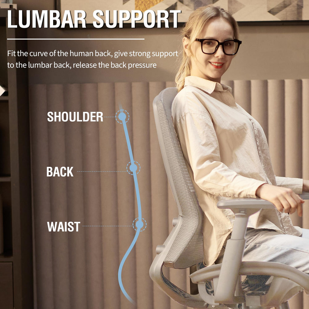 Inspired Aeron Style Ergonomic Mesh Office Chair — Grey Frame / Grey Mesh, Breathable Mesh Seat & Back