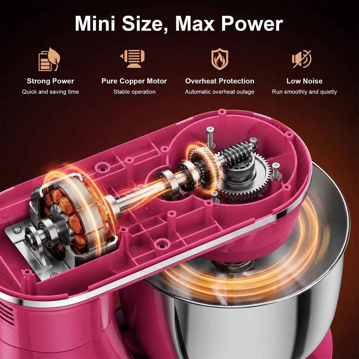 4QT Electric Stand Mixer, 10-Speed Tilt-Head Compact Kitchen Mixer