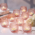 24 Pcs Pink Votive Candle Holders Round Glass Candle Holders Bulk
