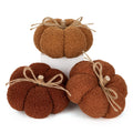 6" Fall Pumpkin Decorations, Mix Brown Artificial Fabric Pumpkins