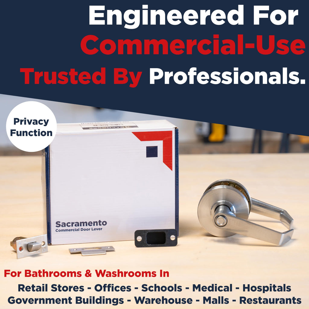 Commercial Bathroom Door Handle with Lock | Privacy Commercial Door Locks | Grade 2 Restroom Door Handle Lever | s &