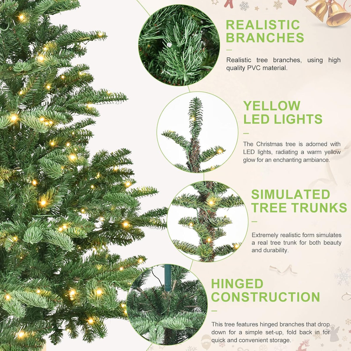 Pre-Lit Christmas Tree 500 Warm White LED Lights Green
