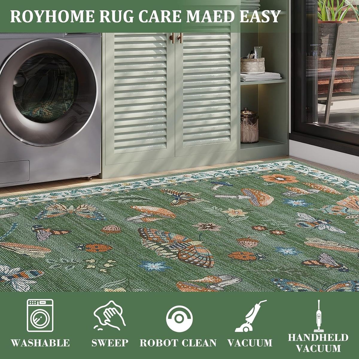 Mushroom Insect Round Rugs 8ft Living Room Brown