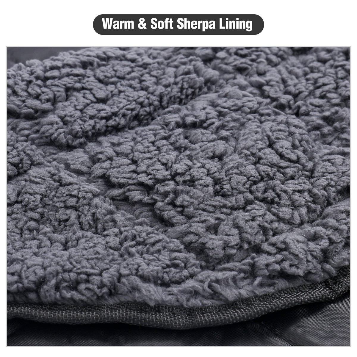 Large Camping Blanket with Sherpa Lining, Black 59"x50"