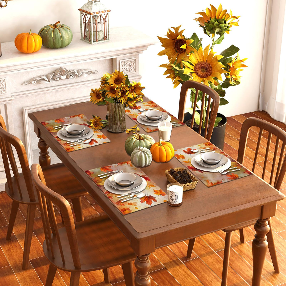 Fall Placemats Set of 4,Thanksgiving Decorations Decor
