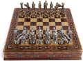 Medium Mythologic Pegasus Metal Chess Set for Adults,Handmade Pieces and Natural Solid Wooden Chess Board