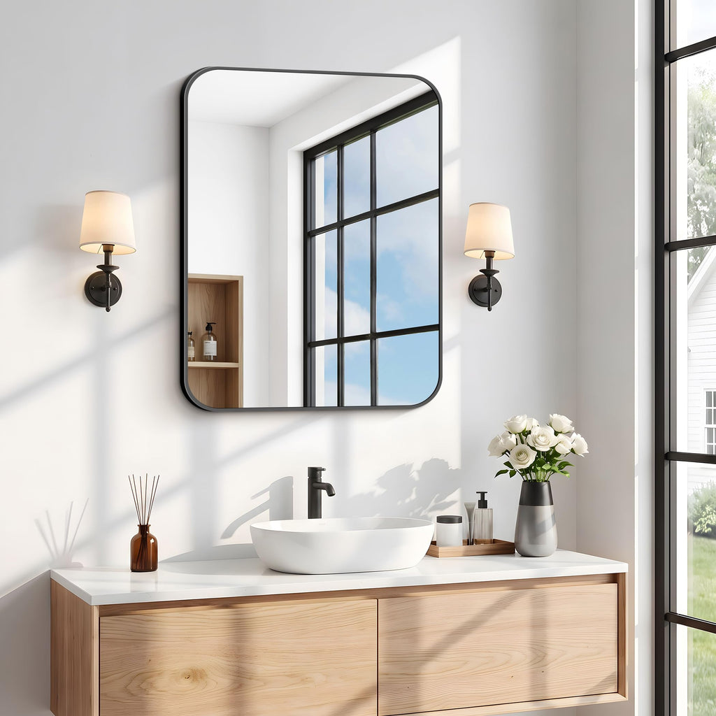 24x30 inch Bathroom Mirror 2-Pack, Black Rectangle Mirror