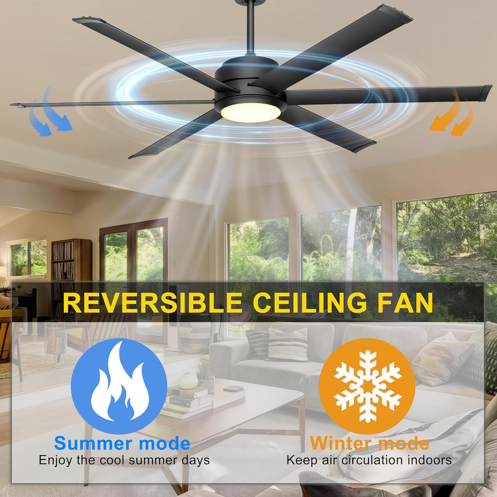 60" Outdoor Ceiling Fan with Light & Remote