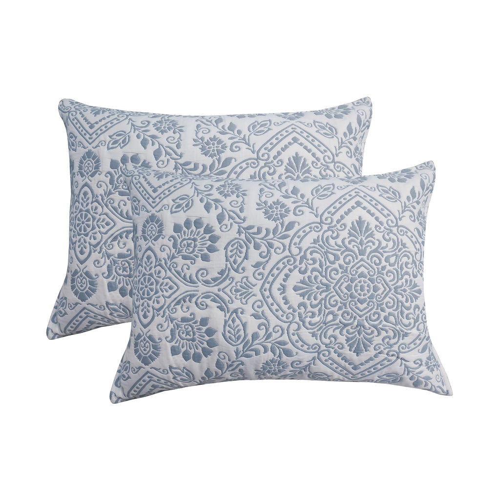 Deena Blue 3-Piece Soft Matelasse Jacquard Quilt Set