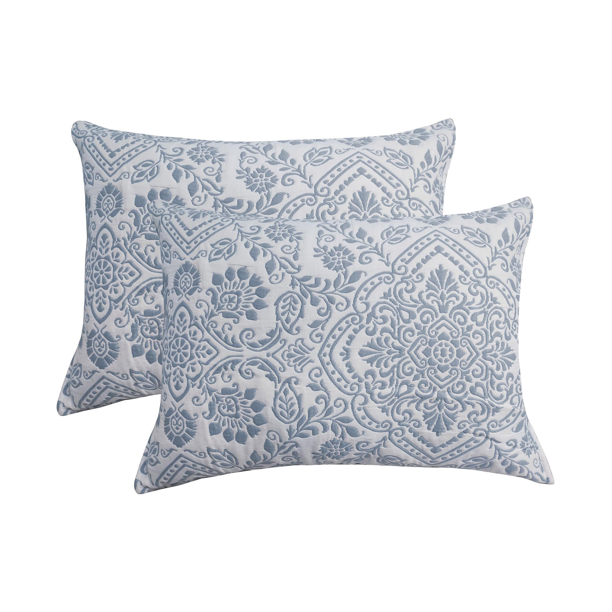 Deena Blue 3-Piece Soft Matelasse Jacquard Quilt Set