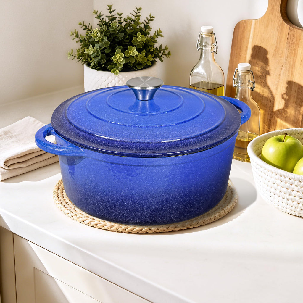 5 QT Enameled Cast Iron Dutch Oven Pot with Lid & Gold Powder
