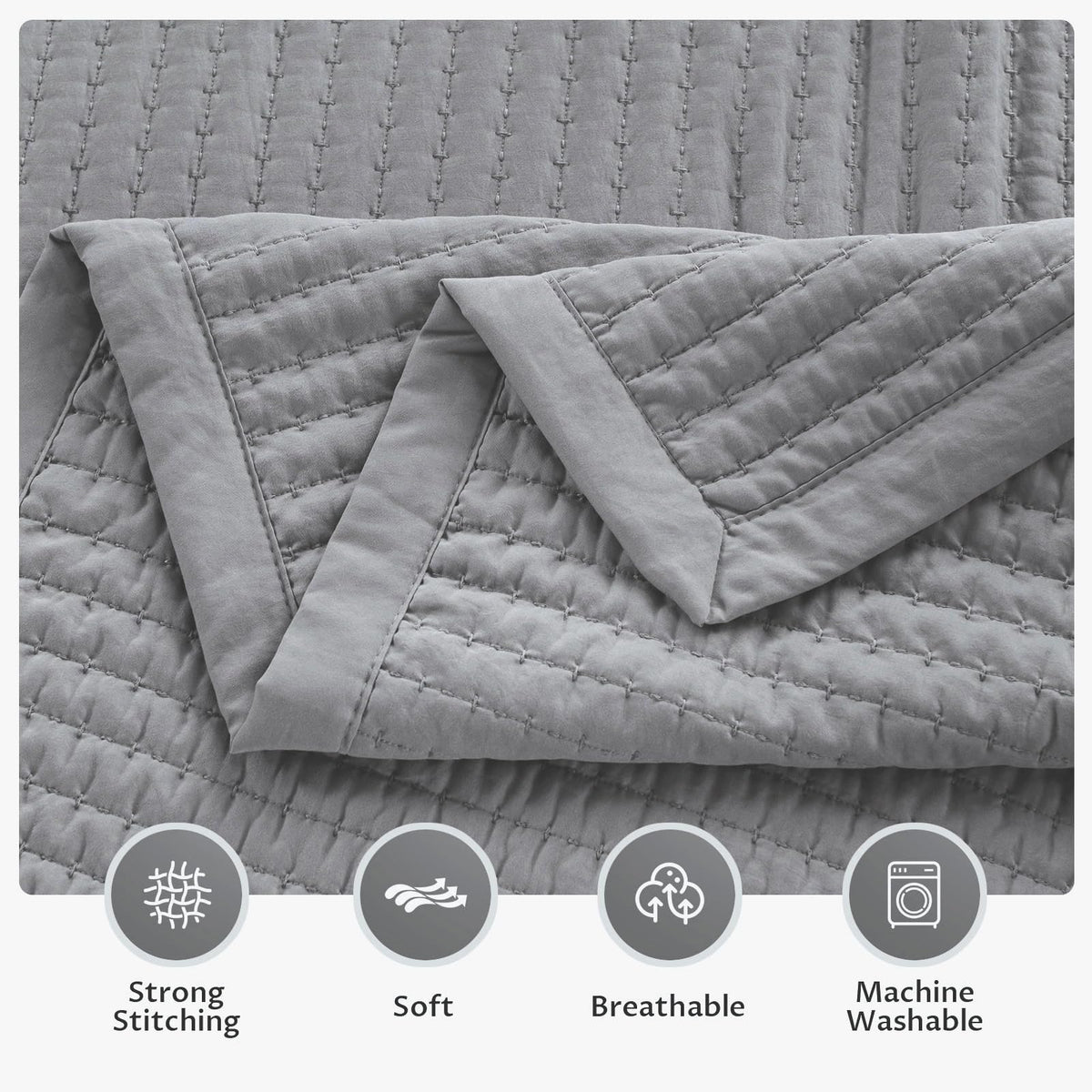 Quilt Set 112x106, Soft Washed 3-Layer Lightweight