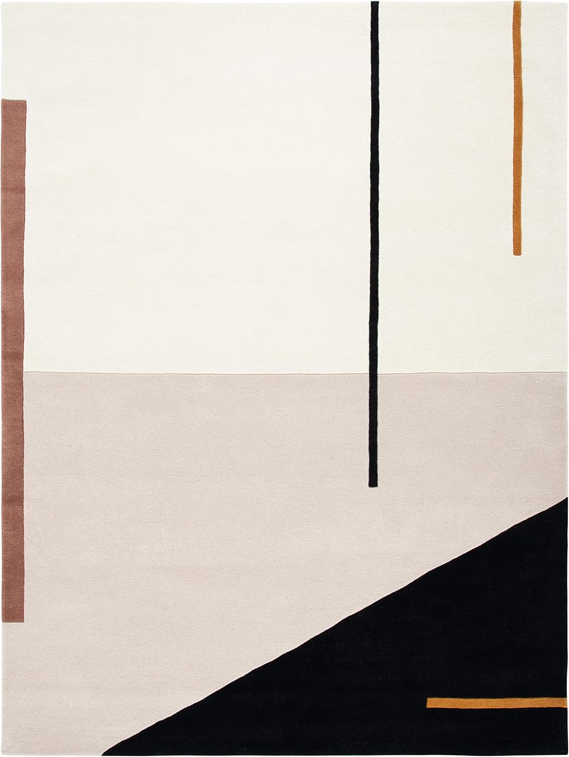Fifth Avenue Collection Ivory/Black FTV110A Handmade Mid-Century Modern Abstract New Zealand Wool Living