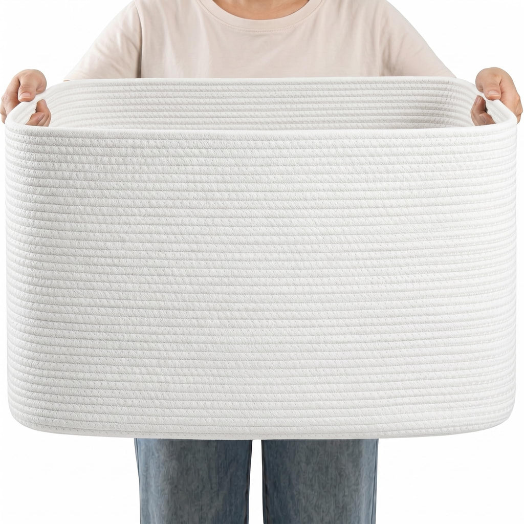 Large Laundry Baskets/Hamper, 25"x16"x16" Rectangle Woven Baskets for Toy Storage, Baby Blanket Basket ,Shelf Basket
