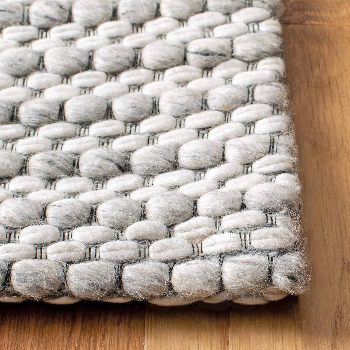 Marbella Collection Area Rug, Light Grey & Ivory, Flat Weave Wool Design, Ideal for High Traffic Areas in