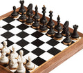 Luxury & Decorative Wooden Chess Set, Walnut Leather Chess Board with Weighted Chess Pieces, Unique Deluxe Wooden