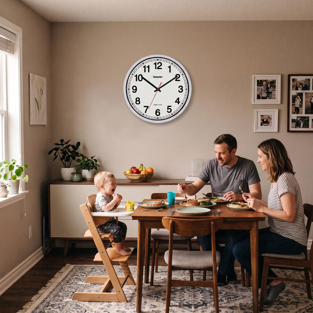 Inspired Nelson Style 16" Atomic Wall Clock Self-Setting Analog Clock with Automatic Time
