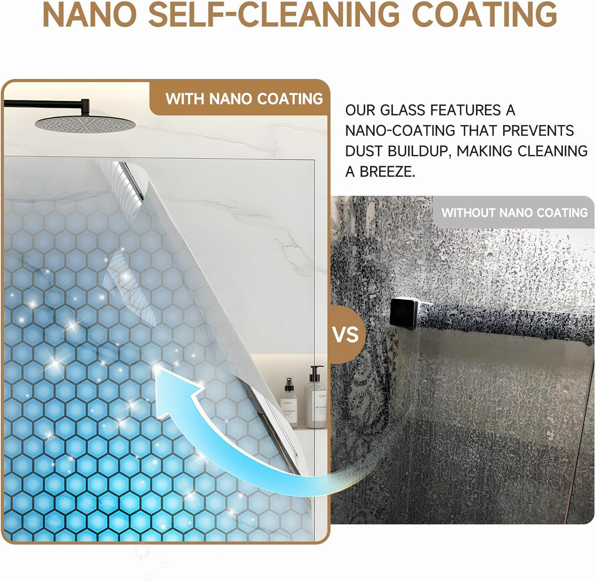 Shower Glass Panel Fixed Shower Screen, 32” W x 78” H 3/8” 10mm Single Frameless Shower Doors for Walk in Shower with Clear Tempered Glass Explosion-Proof Film for Bathroom, Matte Black Hardware