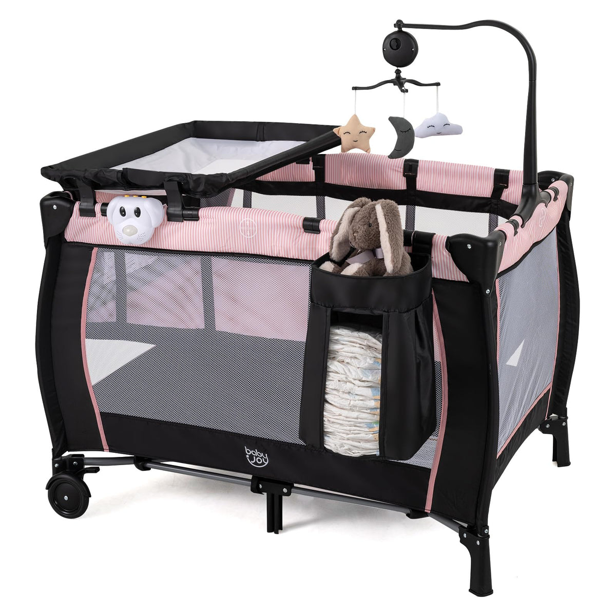 3 in 1 Play Yard, Portable Baby Playard w/Bassinet