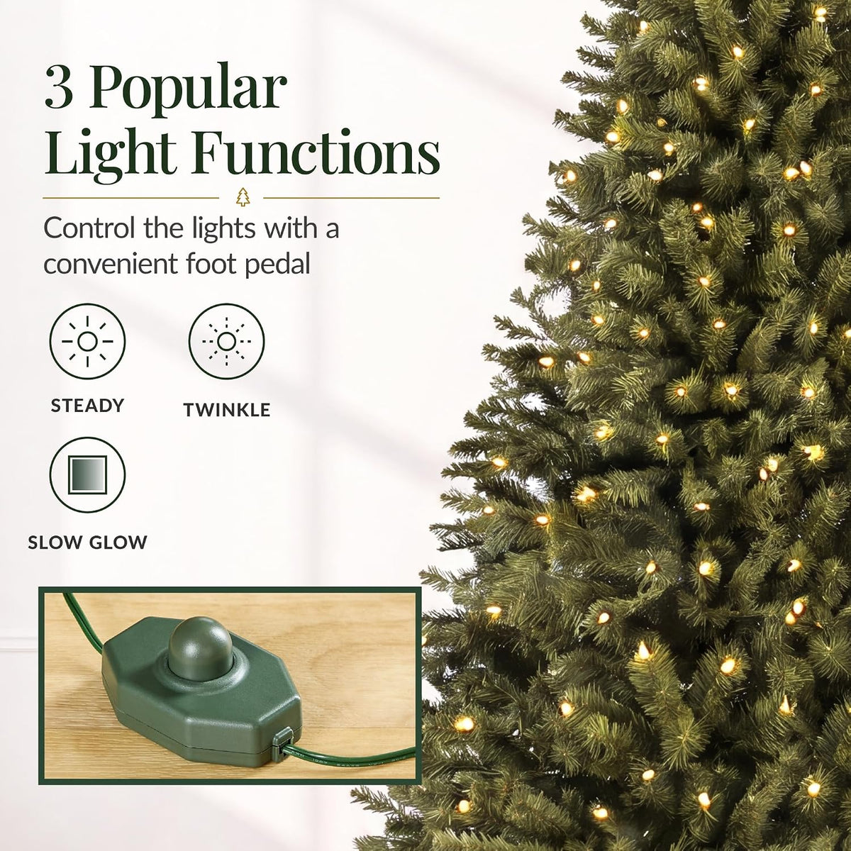 Artificial Christmas Tree with LED Twinkling Lights, 4.5 to 15 ft, Pre-Lit Spruce Realistic Holiday Xmas Décor