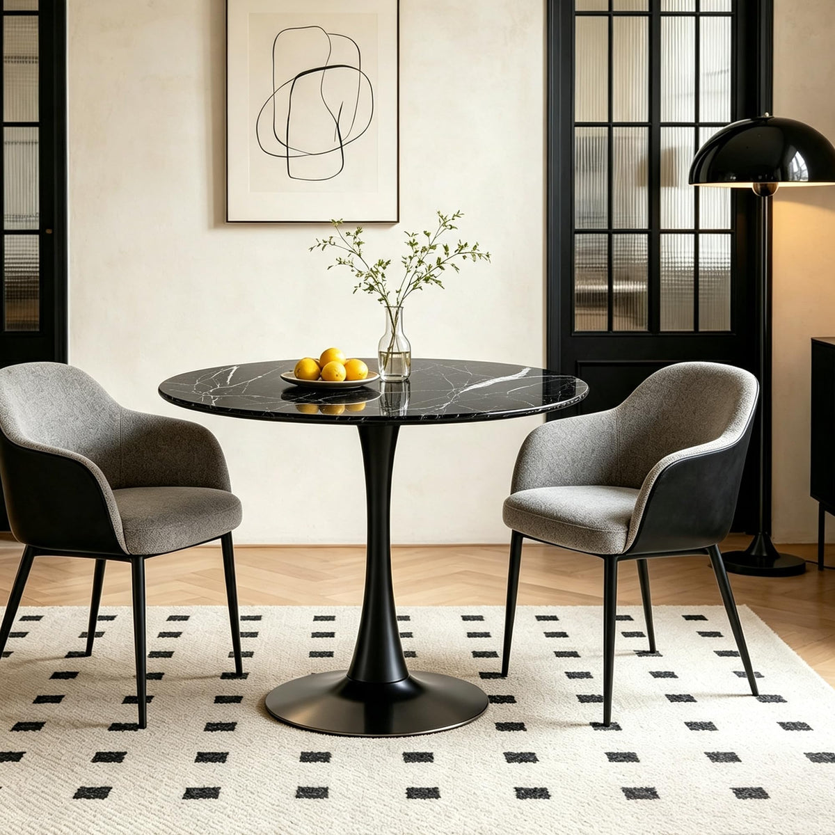 Inspired Saarinen Style Round Table, Modern Dining Table, MDF Top and Steel Base Tulip Round Kitchen Table, Kitchen Table, Mid Century Coffee
