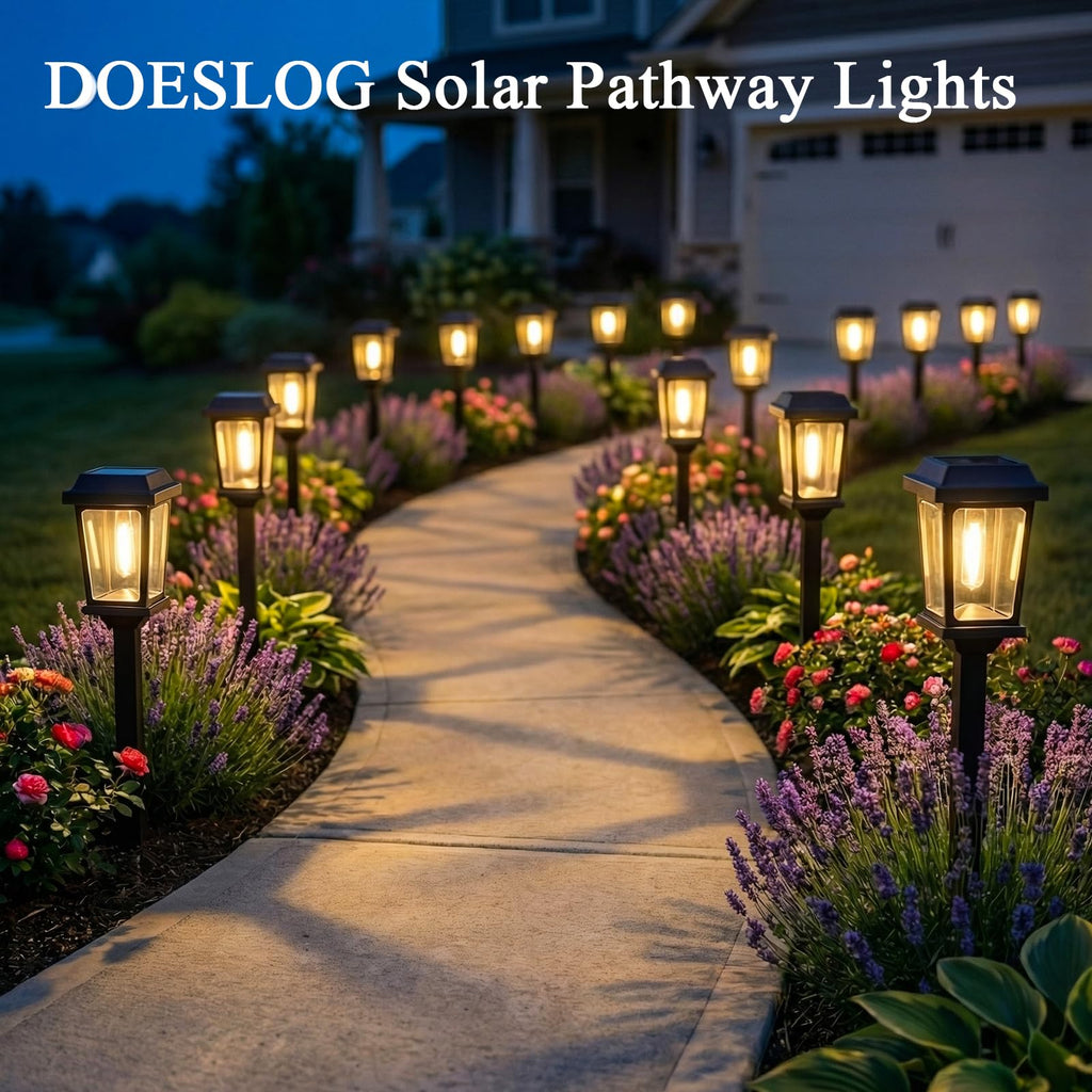 Solar Pathway Lights Outdoor 10 Pack, LED Solar Garden Lights