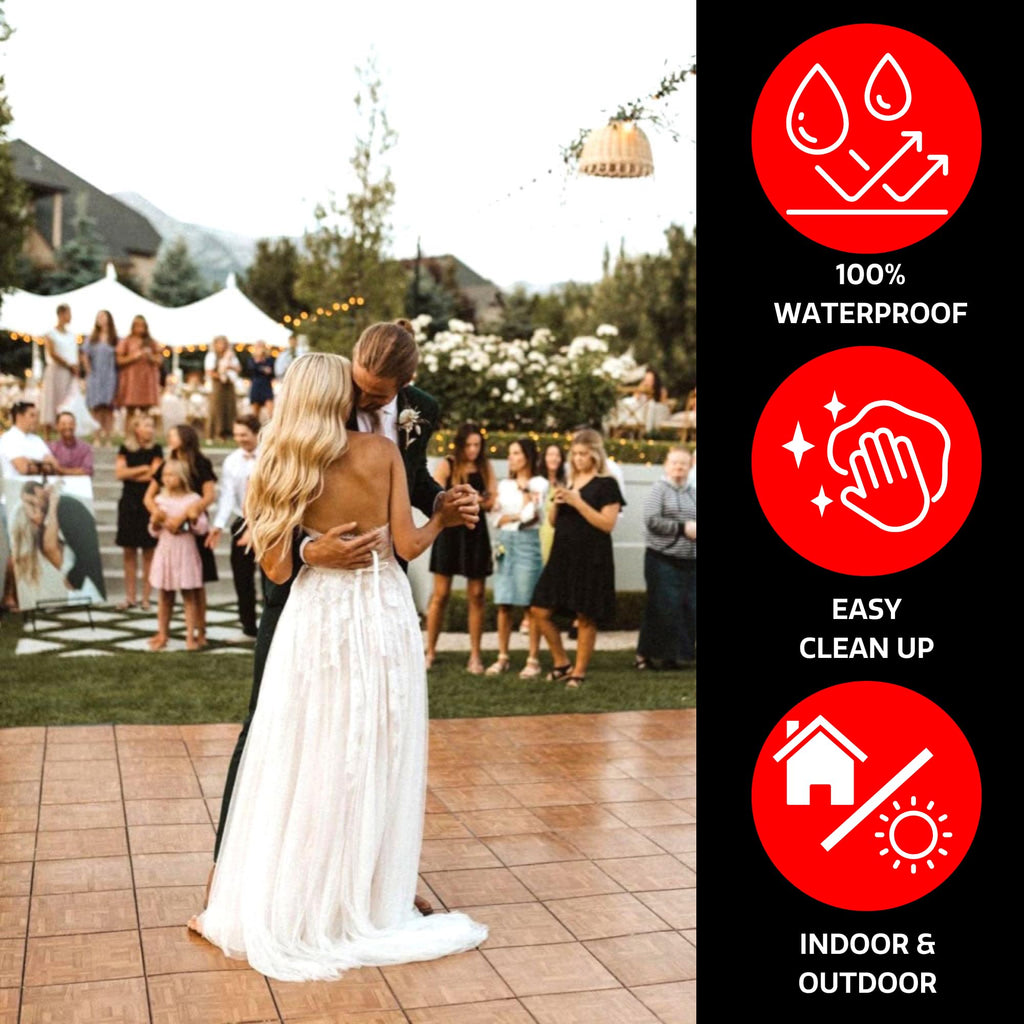 Portable Dance Floor, Interlocking Dance Floor Tiles, Lightweight Plastic Modular Kit (3' X 3'), Light Maple Finish