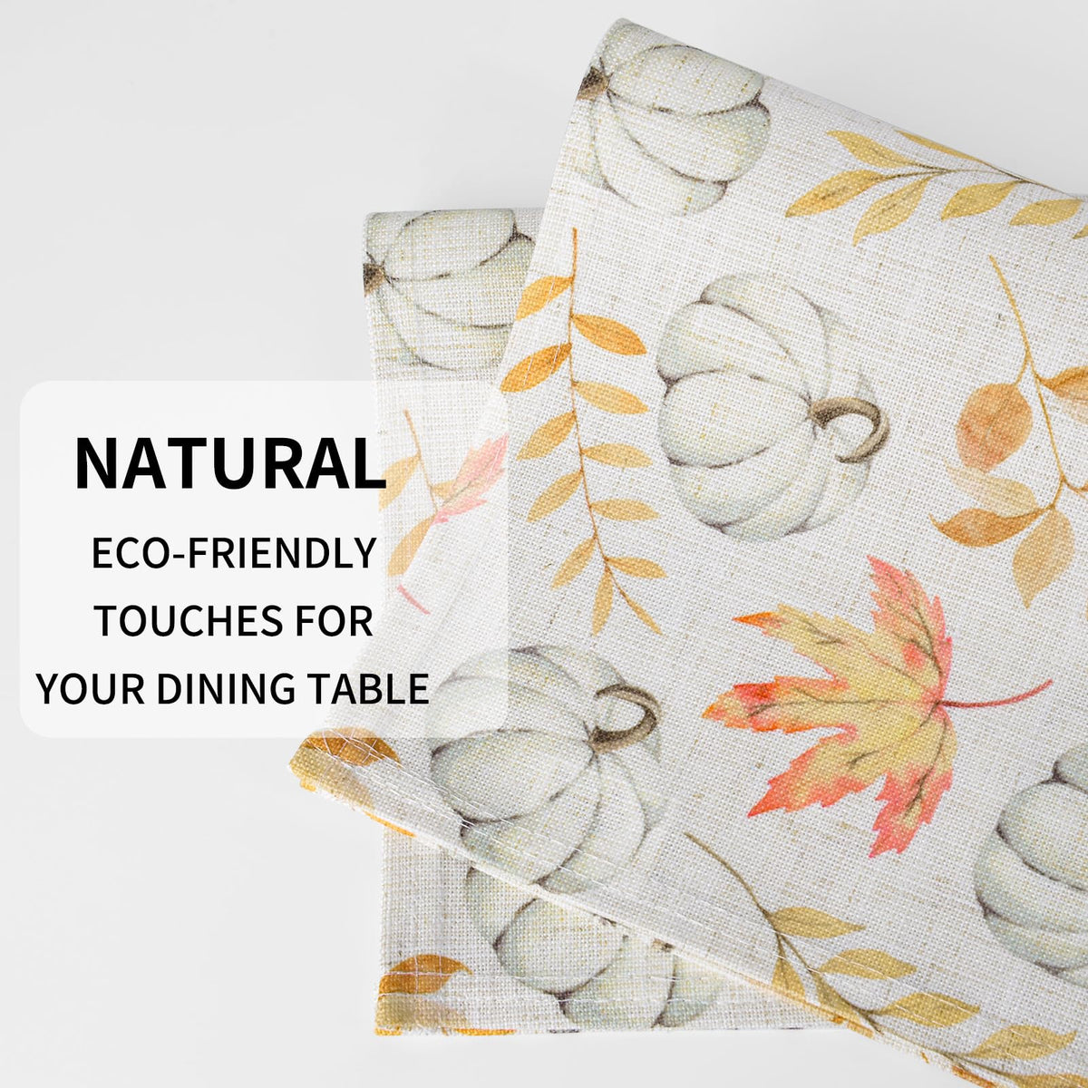 Fall Placemats Set of 6, 12"x18" Linen Place Mats, Maple Pumpkins