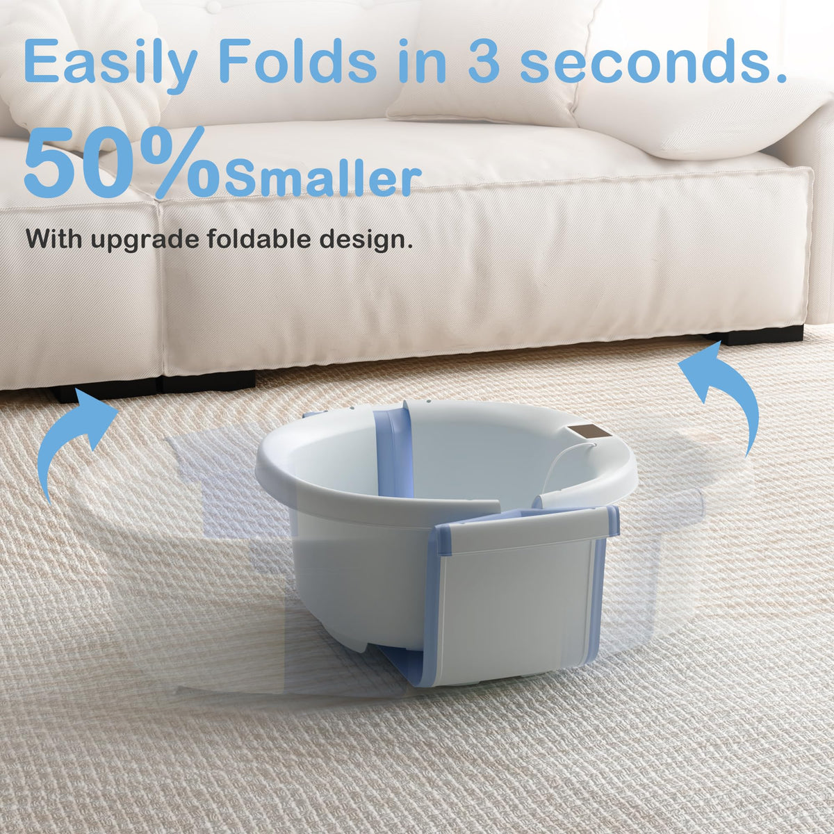 Collapsible Baby Bathtub - Large Baby Bath Tub with Thermometer & Cushion | Travel Portable Newborn Infant Bathtub