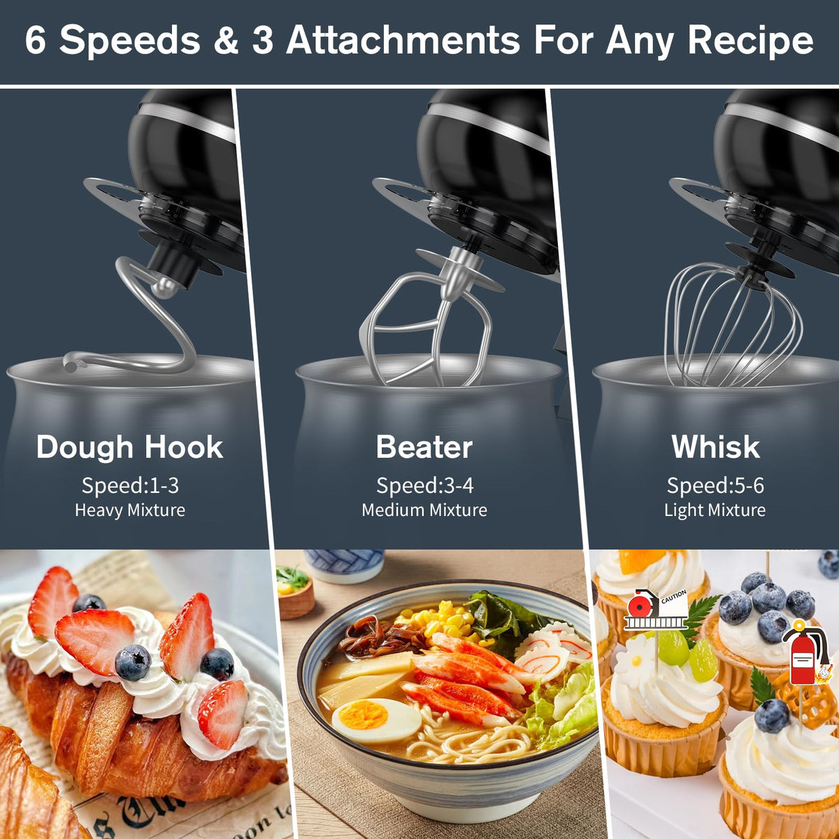 Electric Stand Mixer with 5.3 Quart, Cake Mixer with Stainless Steel Bowl and Stand, Kitchen Mixer Tilt-Head Design