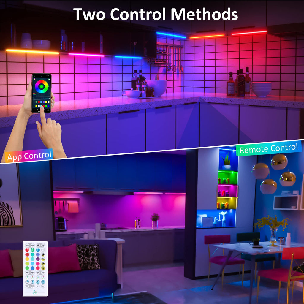 6 Pack RGB Under Cabinet Lights with App and Remote Control