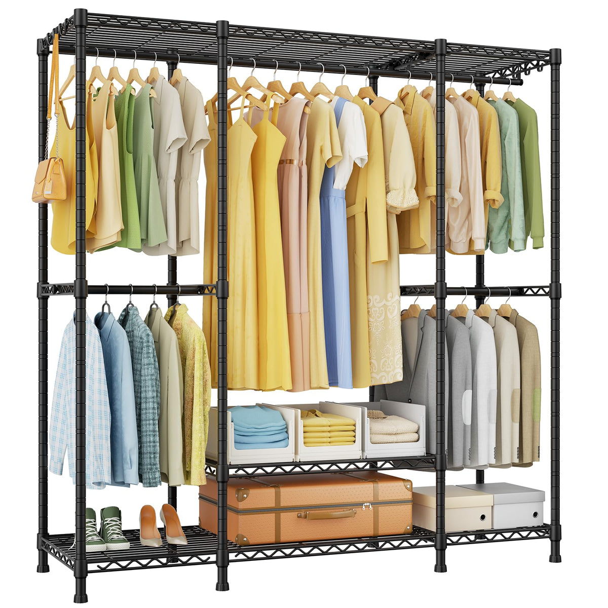 E3 Heavy Duty Garment Rack 4-Tier Freestanding Closet Organizer System
