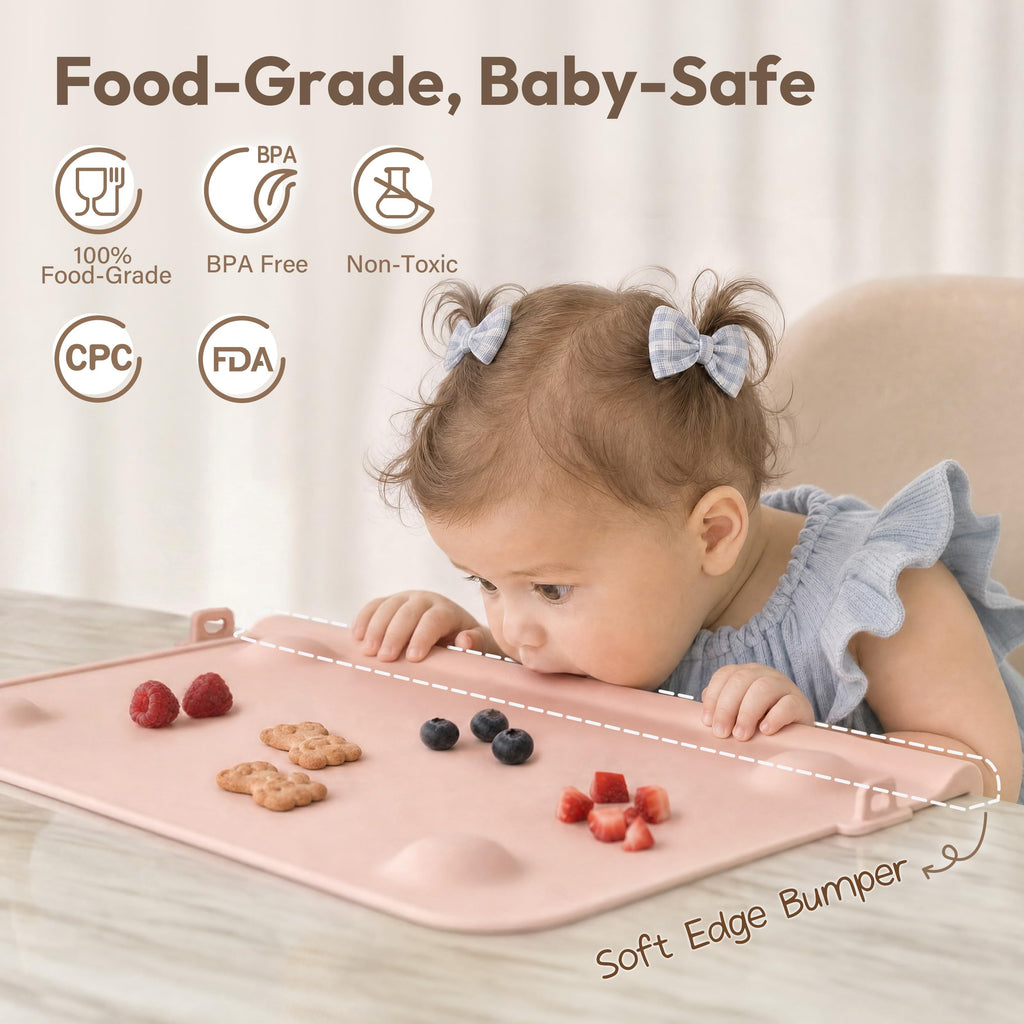 Silicone Suction Placemat for Baby: 4 Suction Bases Prevent Spills
