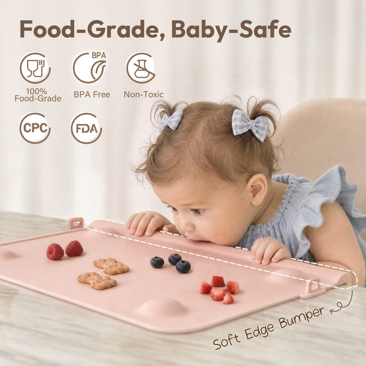 Silicone Suction Placemat for Baby: 4 Suction Bases Prevent Spills
