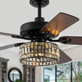 60" Black Crystal Ceiling Fan with Light
