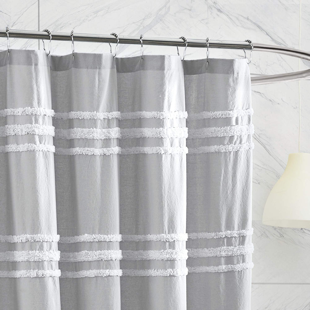 Chenille Stripe 100% Cotton Fabric, 72 x 72 inches, Grey