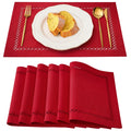 Red Burlap Place Mats, Christmas Placemats Set of 6, 12 x 18 Inch