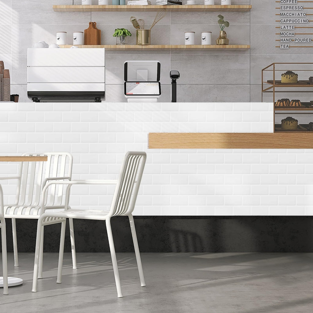 White Peel and Stick Backsplash Subway Tile Wall 10-Sheet