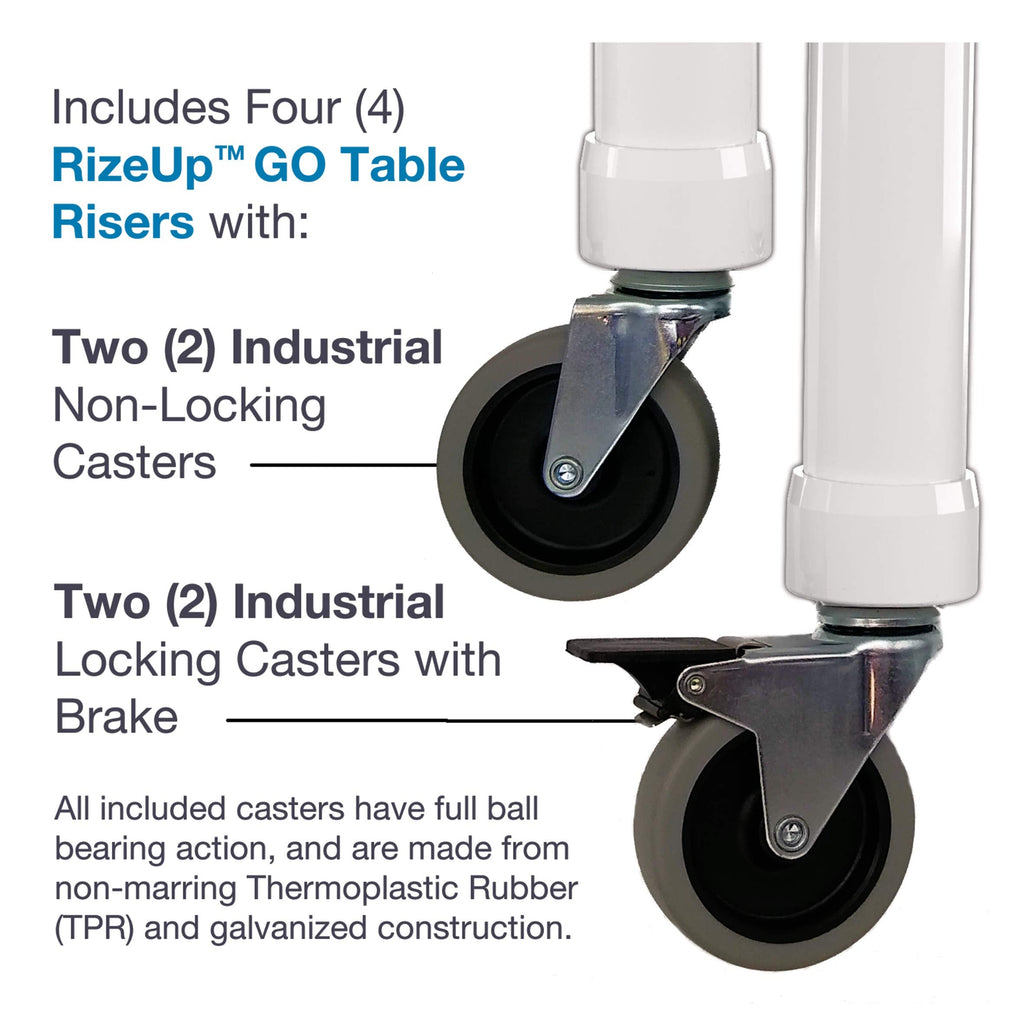 RizeUp GO - Mobile Table Risers for Bent-Leg Folding Tables, Set of 4