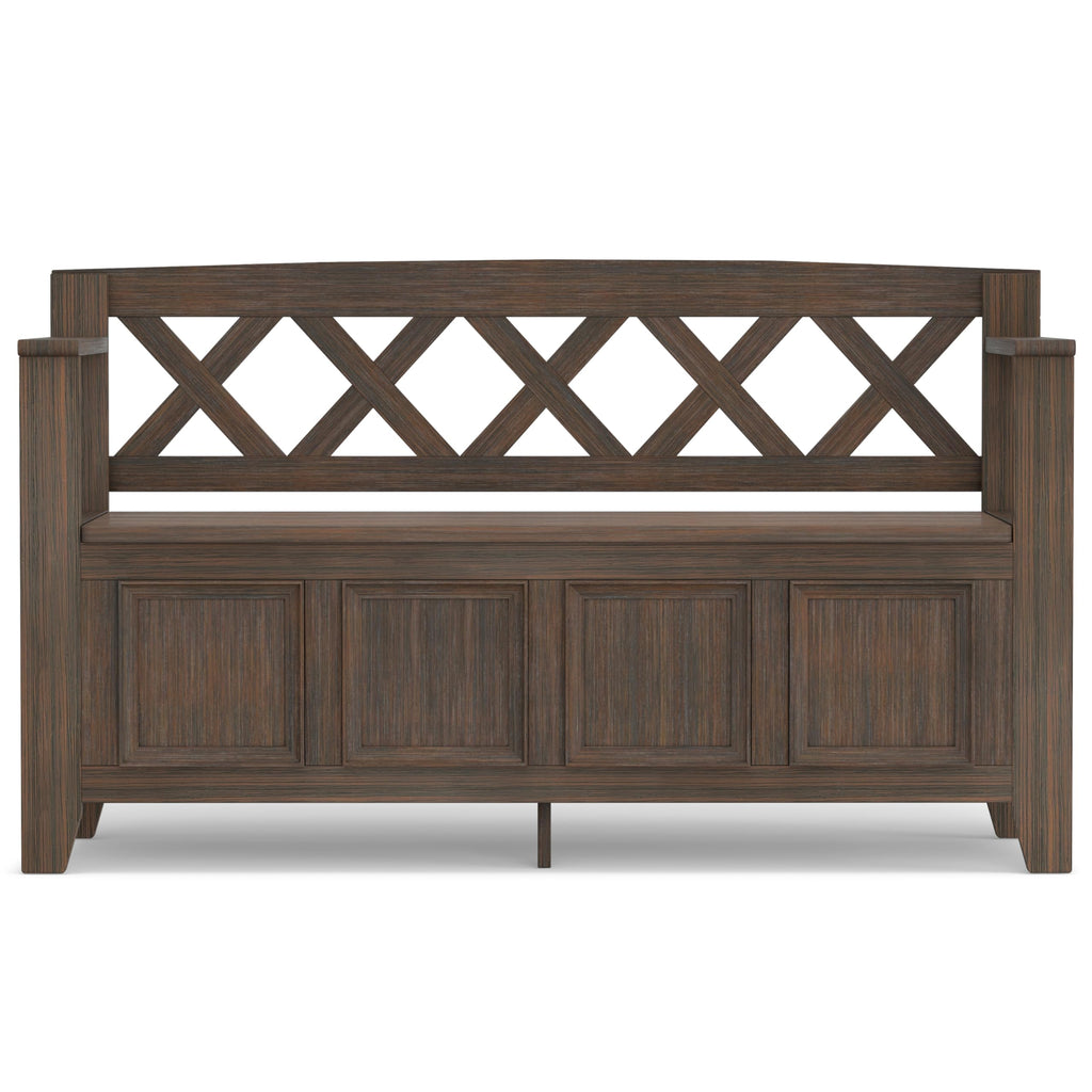 Amherst 48" Wide Solid Wood Storage Bench in Farmhouse Brown