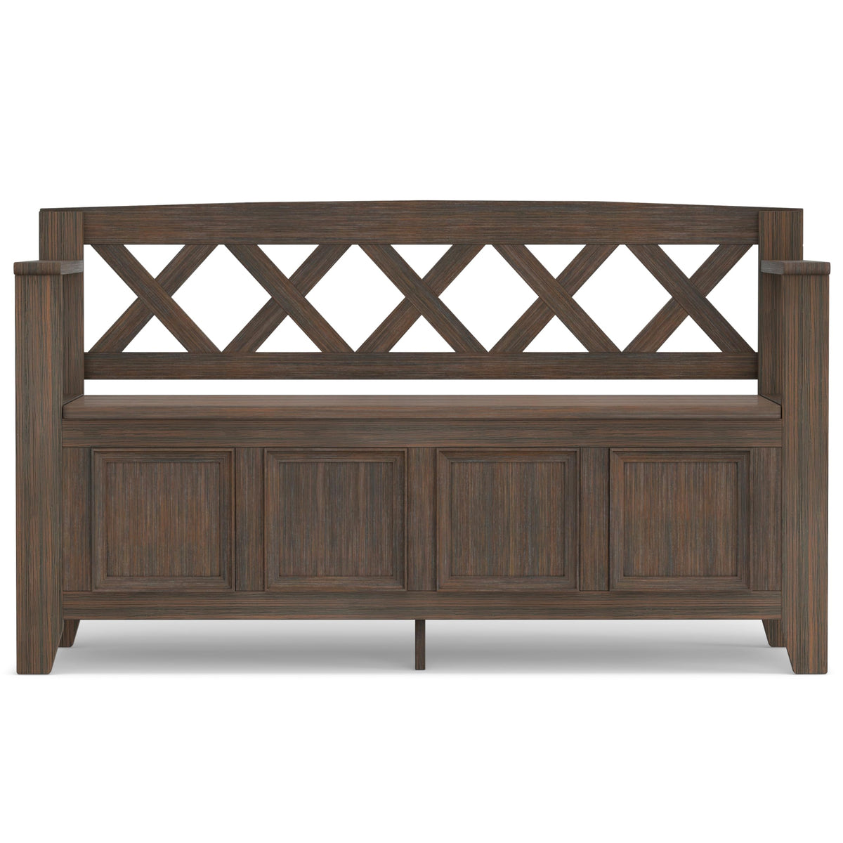 Amherst 48" Wide Solid Wood Storage Bench in Farmhouse Brown