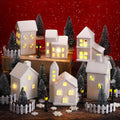 39 Pieces LED Lighted Ceramic Winter Village Building Figurines and Accessories Desktop Ornament Set for Holiday