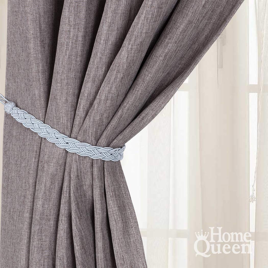 Handwoven Rope Curtain Tiebacks for Drapes, 6 Pack Rope Holdbacks with Hooks, 23 Inch Long Polyester and Cotton